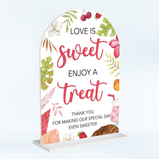 Love Is Sweet Sign for Dessert Table Acrylic Arch Wedding Dessert Table Decor Wedding Bridal Shower Welcome Signs for Ceremony and Reception 7 x 5 Inches