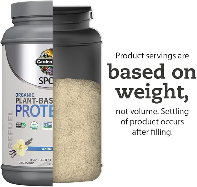 Garden of Life Organic Vegan Protein Powder with Probiotics, BCAAs, NSF Certified, Gluten Free & Sport, Non GMO, Sport Protein Powder, 19 Servings, Vanilla