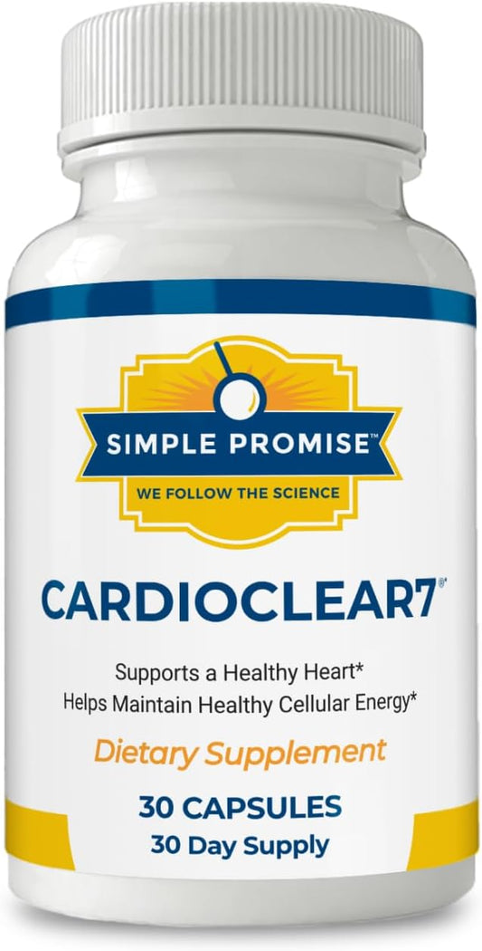 Simple Promise CardioClear7 - Coenzyme Q10 (CoQ10) and PQQ Heart Health supplement with Shilajit - Supports Circulation, Cellular Energy & Daily Vitality to Support Cardiovascular Health - 30 Capsules