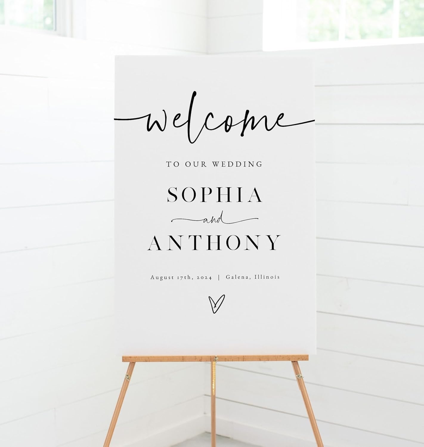 Personalized Wedding Welcome Sign, Minimalist Wedding Sign Signage 12" X 18" (Small), 27" (Medium), 36" (Large), Plastic, Modern, Pole Mount, Weather