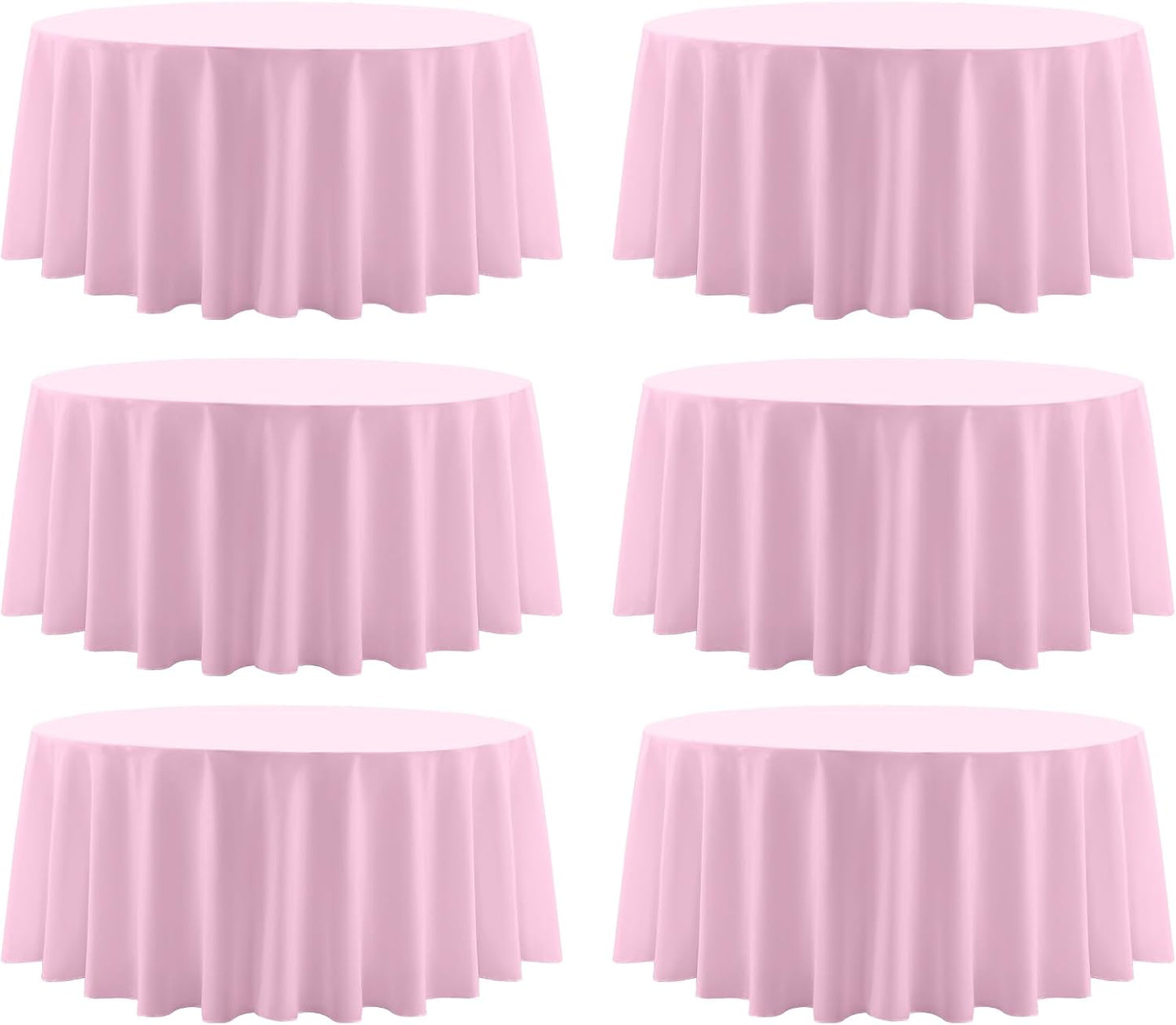 Round Tablecloth 6 Pack 90 Inch Pink Tablecloths Washable Decorative Linen Polyester Table Clothes Cover for Dining Table Banquets Buffet Parties and Wedding