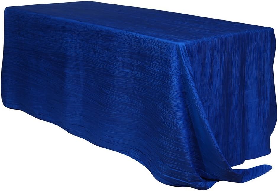 YOUR CHAIR COVERS - 90 x 156 inch Rectangular Crinkle Taffeta Tablecloth - Royal Blue, Rectangle Table Linens for 8 ft Rectangular Tables, Wedding Crushed Table Cloth