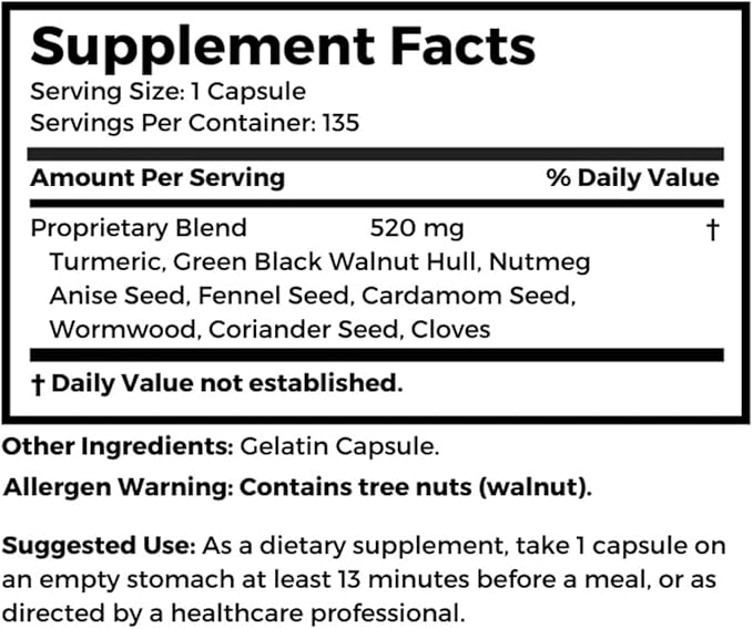 Dr Clark Store para-Zap – 520mg, 135 Capsules, Supports Digestive Health & Gut Balance