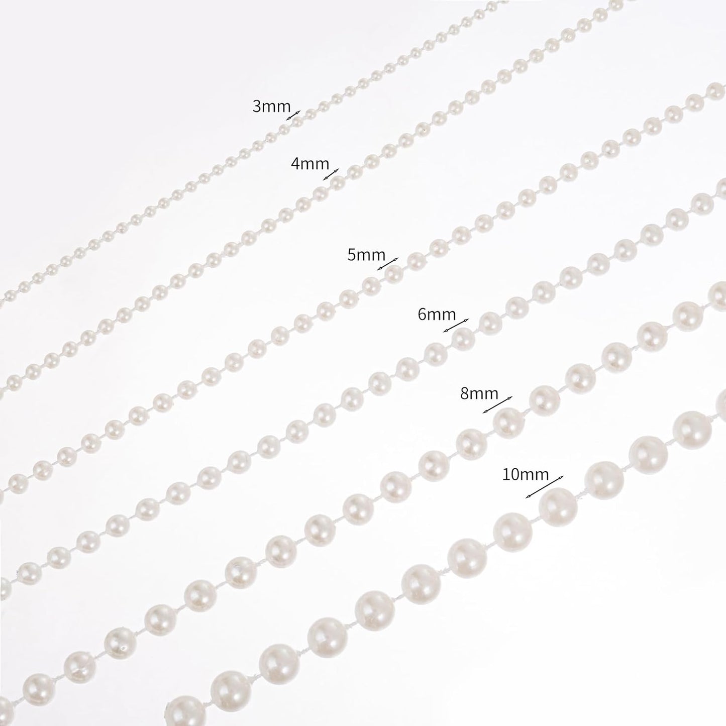 8mm Crafts Faux Pearl Beads Garland Pearl Bead Roll Strand of Pearls to Decorate Floral Centerpieces Wedding Party Favor Christmas Tree(33 Feet White)