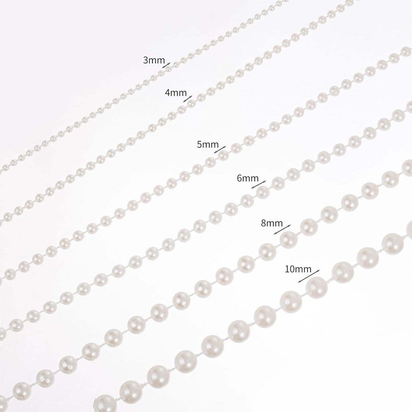 6mm Crafts Faux Pearl Beads Garland Pearl Bead Roll Strand of Pearls to Decorate Floral Centerpieces Wedding Party Favor Christmas Tree(82Feet Ivory)