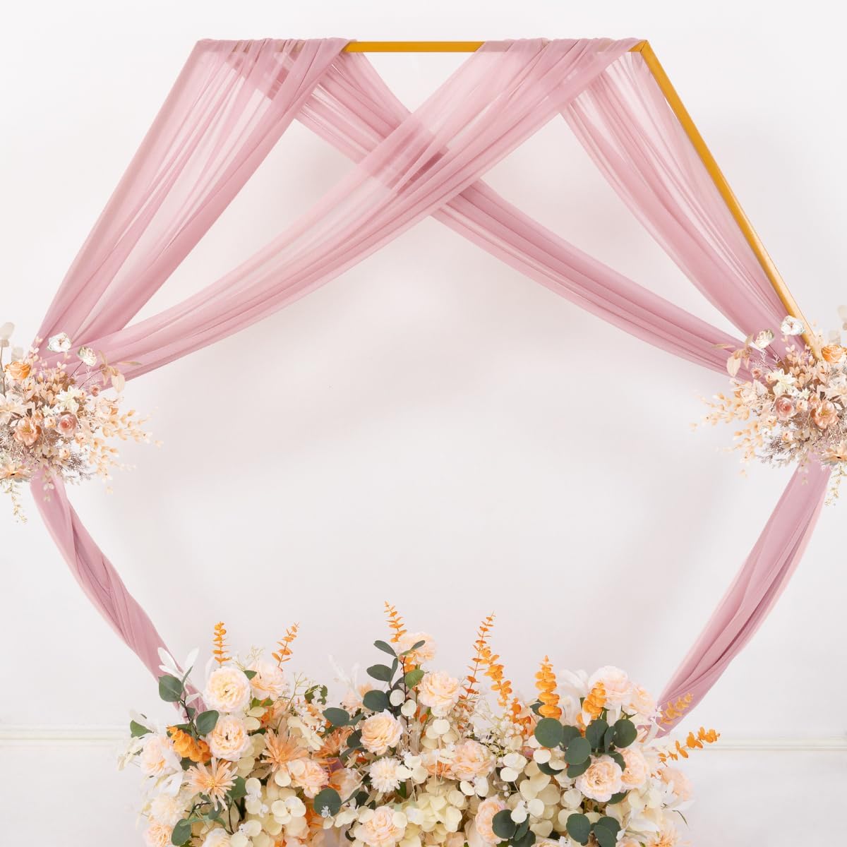 MLMC Dusty Rose Wedding Arch Draping Fabric 2 Panels 29" x 20 FT Extra Long Gauze Drapes Sheer Backdrop Curtains 6.6 Yards Outdoor Drapery Panels for Wedding Bridal Shower Party Ceiling Decoration