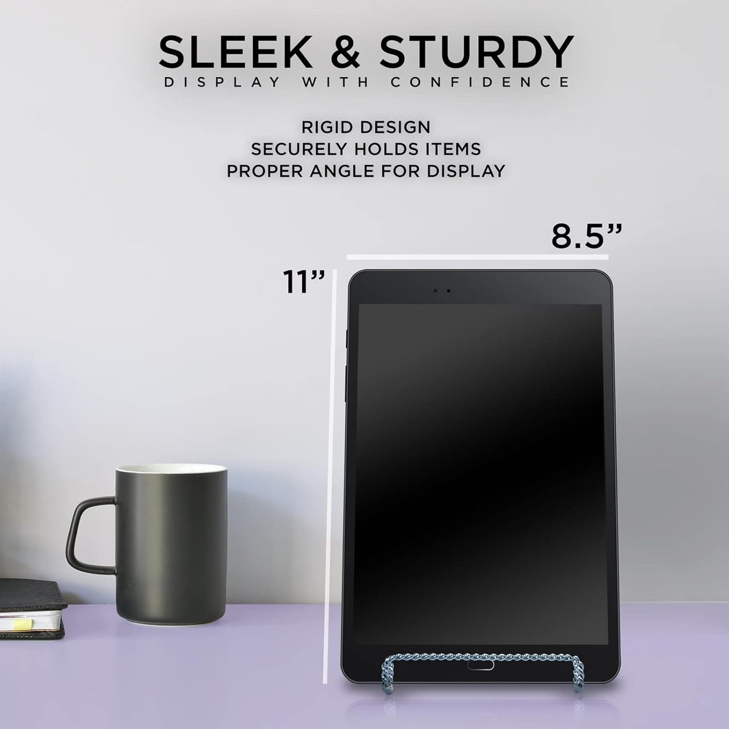 TRIPAR Decorative Twisted Wire Stand, Chrome Display (6 Inch Depth) Tabletop Easel Sleek & Modern Look - Perfect for Books, Plates, Photos & More