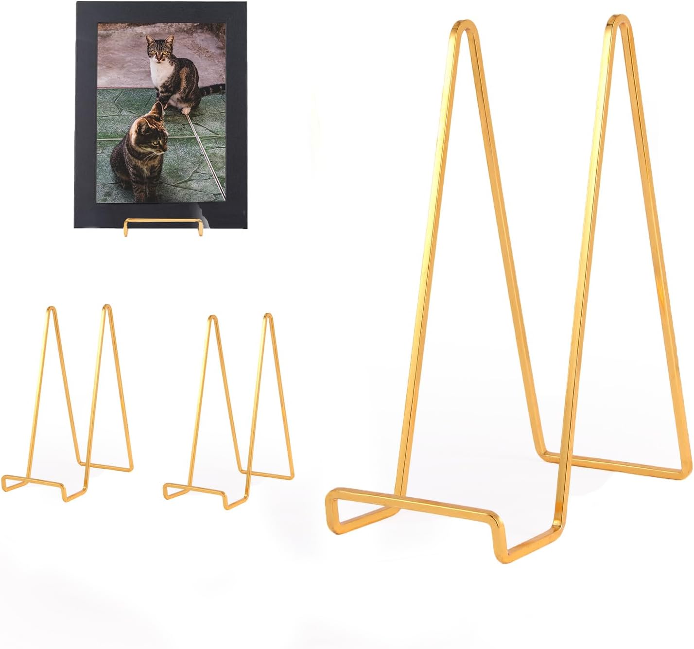 Decolore 4 Pack 6 Inch Gold Picture Stands for Display Square Table Easel Display Stand Frame Stand for Albums, Decorative Plate, Tabletop Poster and Artistic Work