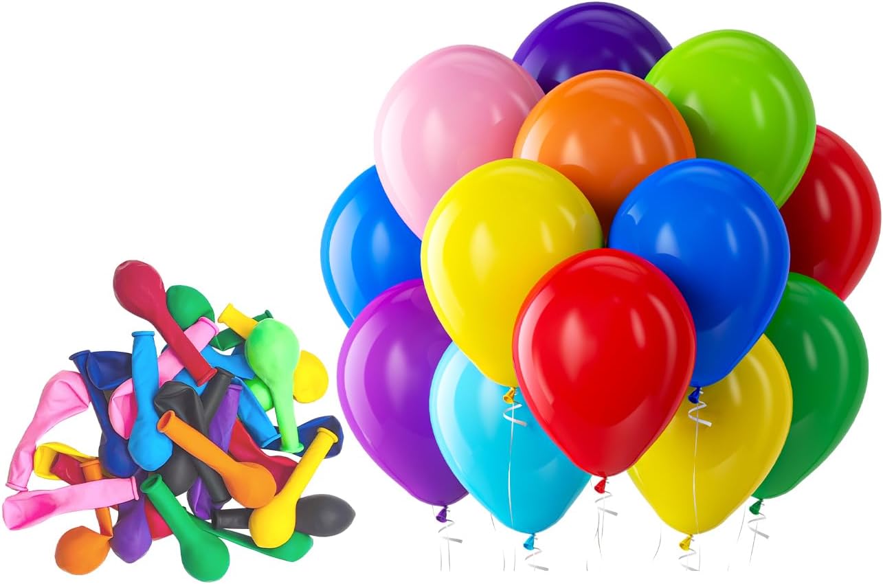 Bezente Assorted Rainbow Latex Balloons - 150 Pack 5 inch Multicolor Helium Balloons for Birthday Bridal Shower Wedding Rainbow Party Decorations