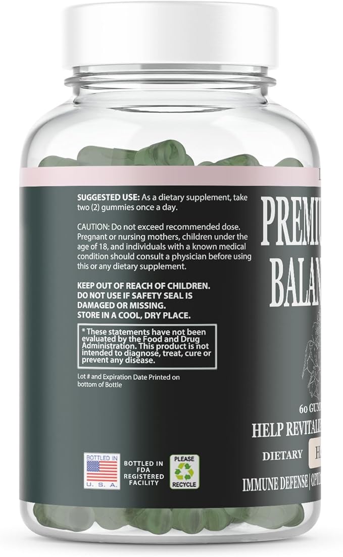 Vital Premium Feminine Balance Gummies for Women's Health & Wellness & Nutrition - Immune Support - Vegan, Gluten-Free & Halal Source - Hawaiian Pineapple - 60 Gummies - 30 Servings (6 Bottles)