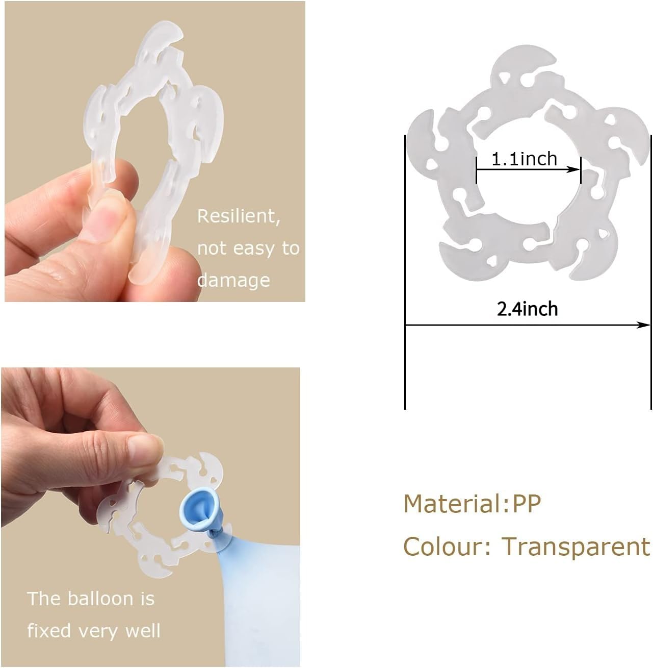 100PCS Balloon Arch Clips, Reusable Balloon Clips for Balloon Arch, Plastic Balloon Supplies for Stand, Balloon Garland Clips for Party Wedding Baby Shower Decorations