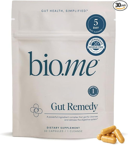 Biome Gut Remedy Capsules (5 Day Cleanse, 1 Round, 30 Capsules) Gut Cleanse with Magnesium Citrate, Berberine, Immunolin, L-Glutamine - Reset Digestive System, Rebalance Microbiome (1 Month Supply)