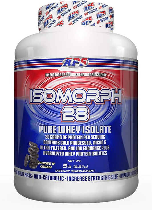 APS Nutrition Isomorph 28 Protein Powder | Pure Whey Isolate | Cold Pressed, Ultra- Filtered, & Ion Exchange Isolates | 28g Protein | 5 Pound (Cookies & Cream)
