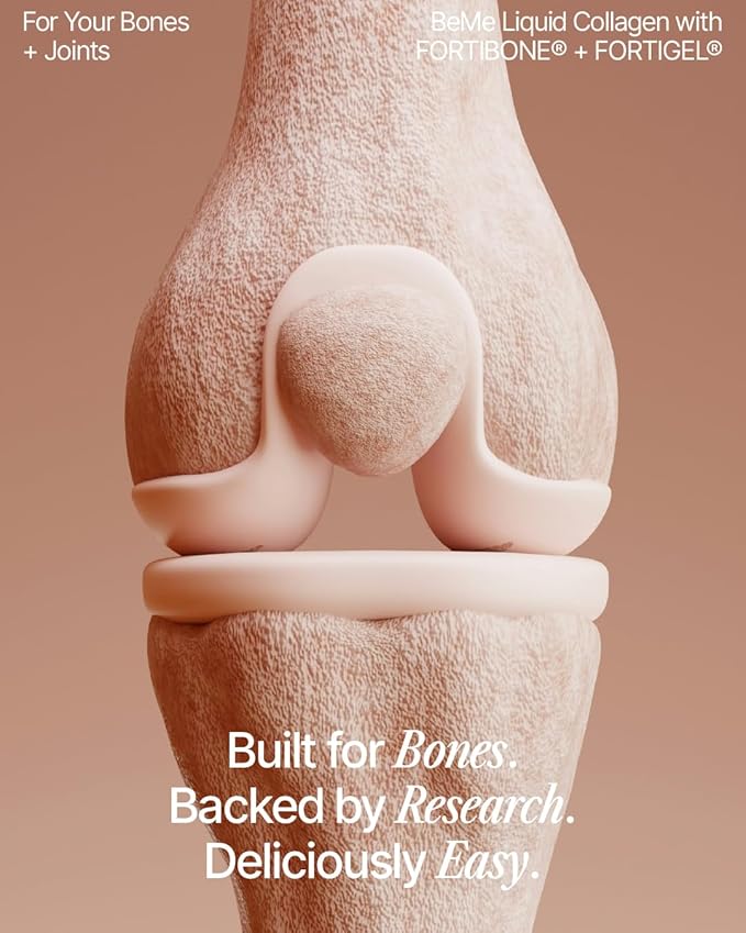 BeMe Liquid Collagen Peptides for Bone & Joint Health - 10,000mg FORTIBONE & FORTIGEL - 2X Faster Absorption - Clinically Proven to Support Bone Density & Cartilage Regeneration
