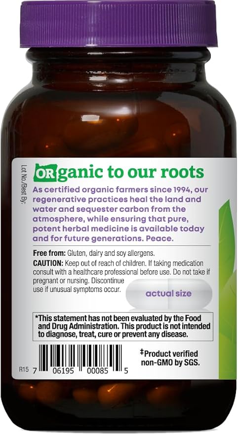 Oregon's Wild Harvest Certified Organic Milk Thistle Dandelion Capsules Liver Support Extract Standardized to 80% Silymarin, 90 Count