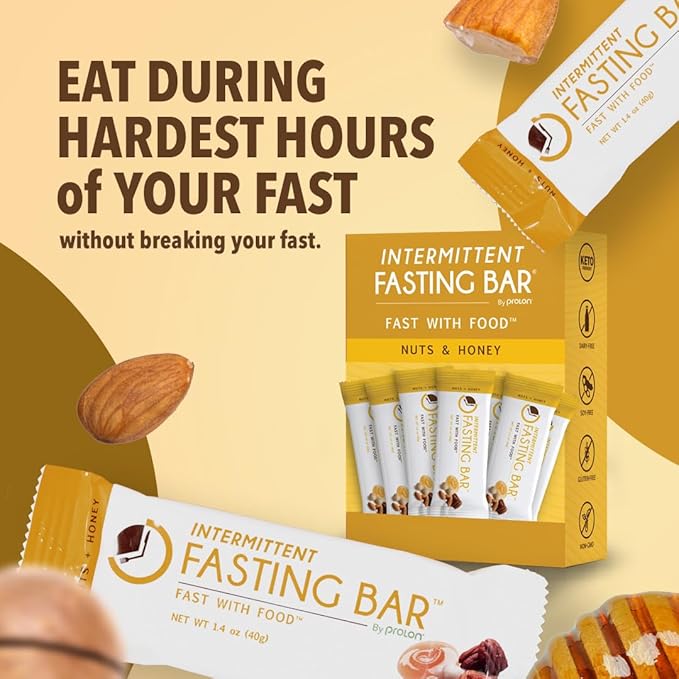 Prolon Fasting Bars | 6g Protein, 8g Fiber | Keto-Friendly, Gluten-Free, Dairy-Free, Plant-Based | Nutrition for Intermittent Fasting | Formulated to Not Break Your Fast | Nuts & Honey (24 Count)