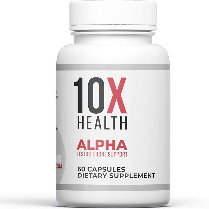 10X Health Alpha Testosterone Supplement for Men - 60 Capsules Mens Testosterone Supplement with Tongkat Ali 1000mg - Strength, Vitality & Muscle Growth Supplements for Men