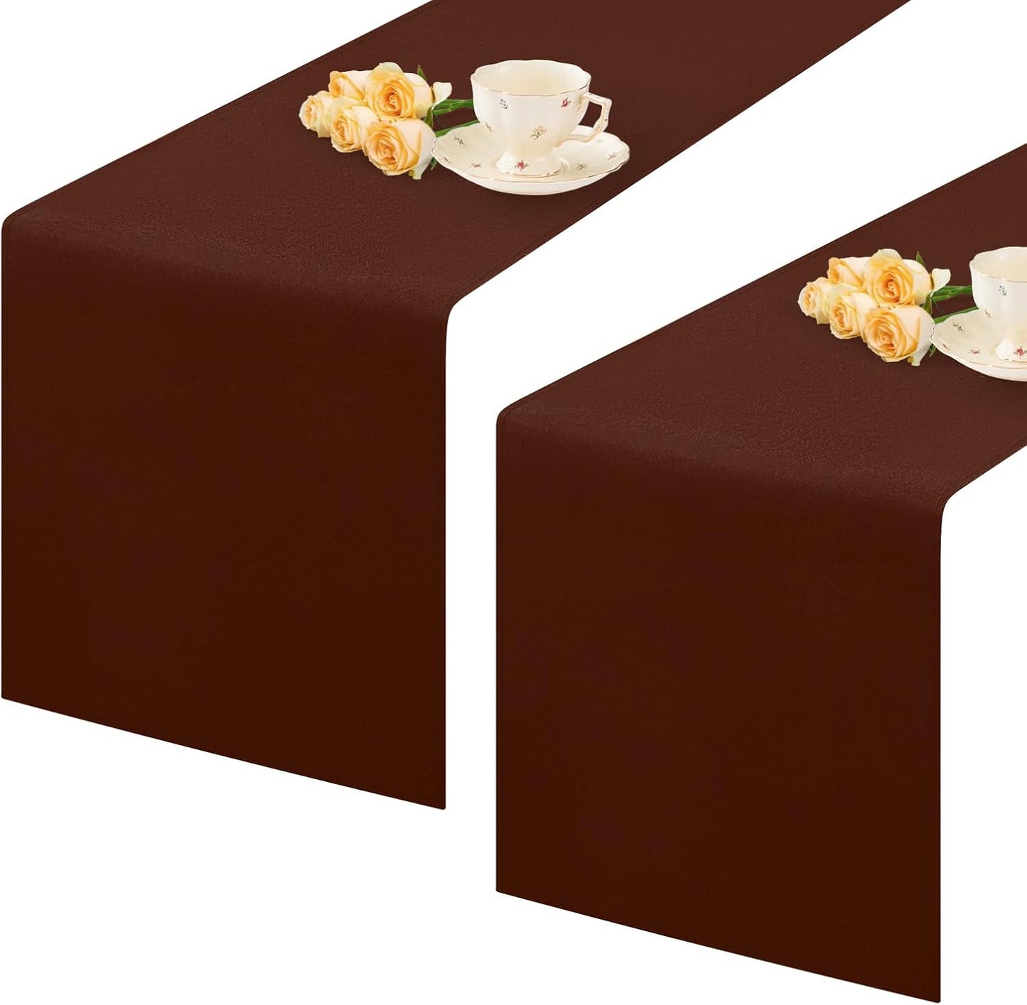 2 Pack Chocolate Table Runner 12 x 60 Inch Solid Color Farmhouse Runners Coffee Table Dresser for Daily Party Home Decoration