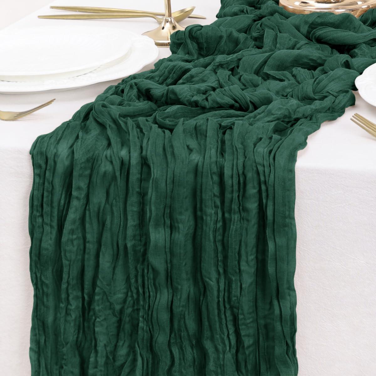 Emerald Green Table Runner Cheesecloth Table Runner 14FT Farmhouse Table Runners 160 Inches Fall Table Decor Dining Room Centerpiece Wedding Boho Baby Shower Birthday