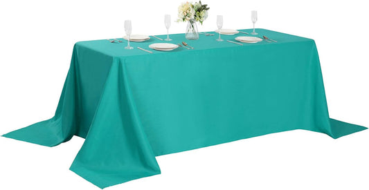 Rectangle Tablecloth 90x132 inch Washable Polyester Fabric Table Cloth for Wedding Party Dining Banquet Decoration（90x132, Turquoise）