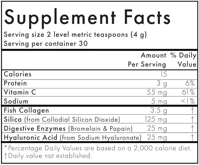 WelleCo The Collagen Elixir Collagen Powder, Marine Collagen Peptides with Vitamin C, Hyaluronic Acid, Digestive Enzymes & Silica, for Glowing Skin, Hair & Nails, Gluten Free, Unflavored, 4.23 oz