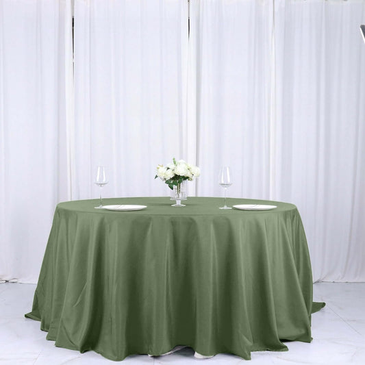 Efavormart Round Tablecloth, 132 Inch Stain & Wrinkle Resistant Washable Table Cloth, Decorative Polyester Fabric Table Cover for Banquet, Wedding, Dining- Olive Green