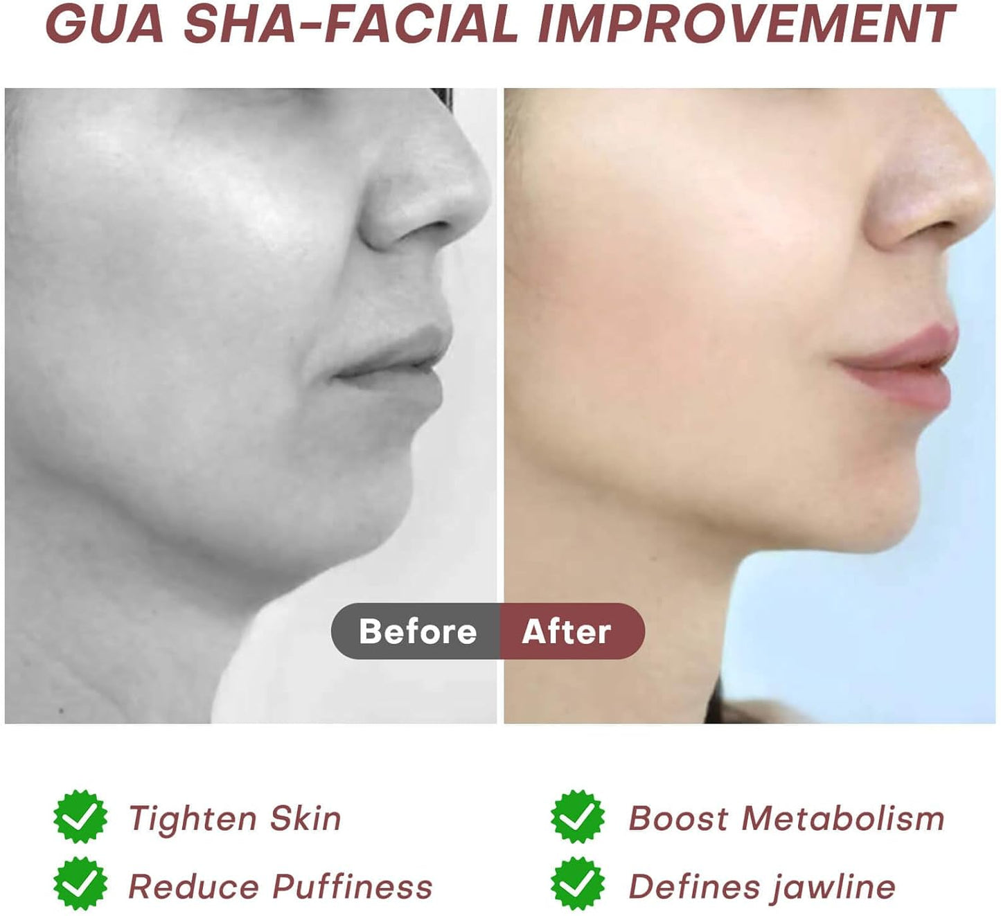 Metal Gua Sha Facial Tools, 100% 304 Stainless Steel Guasha Tool for Face, Premium Guasha Set for Face, Body, Gua Sha Stone for Tighten Skin