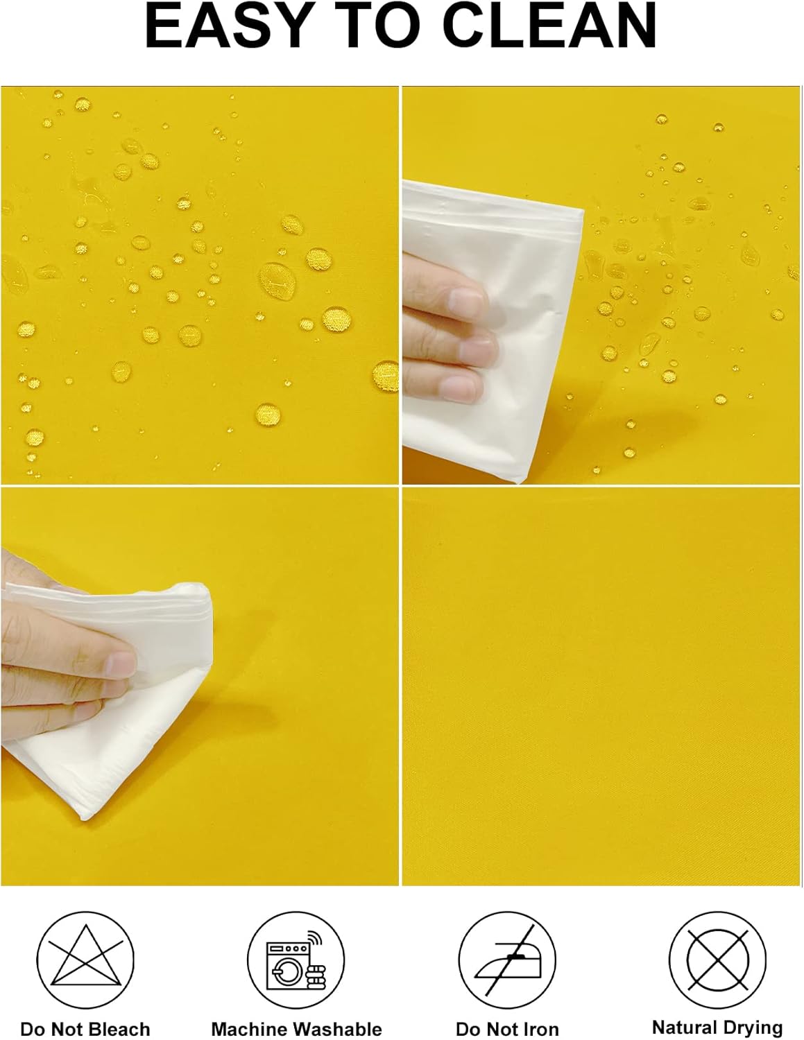 Fokitut 2 Pack Waterproof Round Tablecloth, 108 Inch, Stain Resistant and Wrinkle Polyester Table Cloth, Fabric Table Cover for Kitchen Dining, Wedding, Party, Holiday Dinner-Yellow