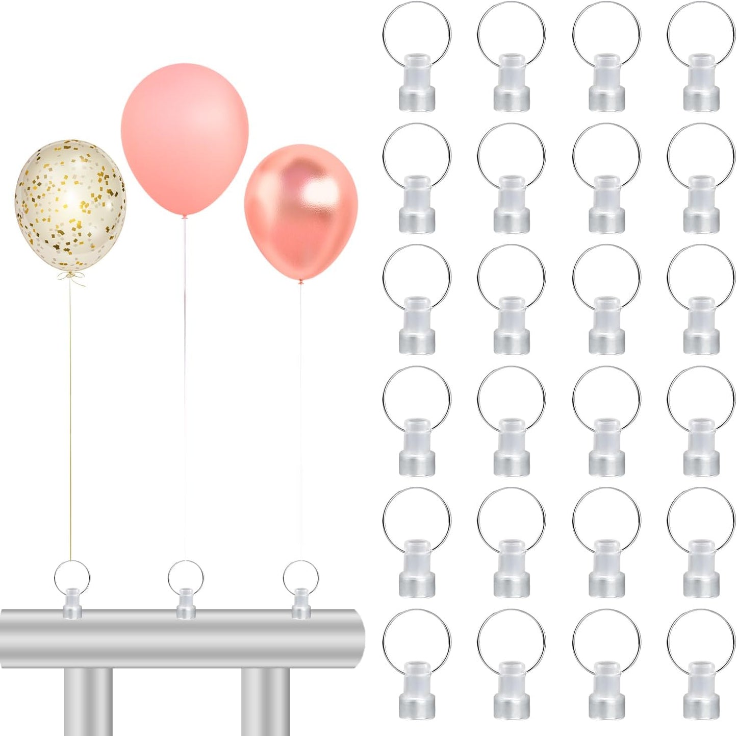 24PCS Balloon Weights Metallic Table Centerpiece Holders For Helium Balloon Accessories Small White Pendant For Birthday Wedding Chrismas Party (Round)