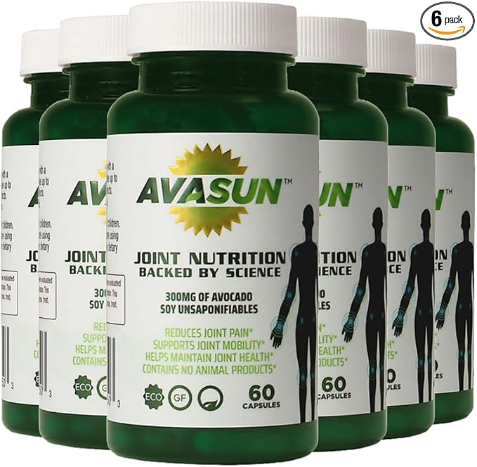 Joint Health Support Supplement, Backed by Science, Avocado Soy Unsaponifiable, 300Mg ASU, Plant Based, Dairy Free, Gluten Free, Non-GMO, 60 Daily Capsules per Bottle (12 Month Supply)
