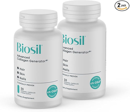 Biosil Collagen Booster Supplement - 30 Original Capsules, Pack of 2 - Patented ch-OSA Activator for Skin, Hair, Nails & Joints - Supports Natural Production - 30-Day Supply