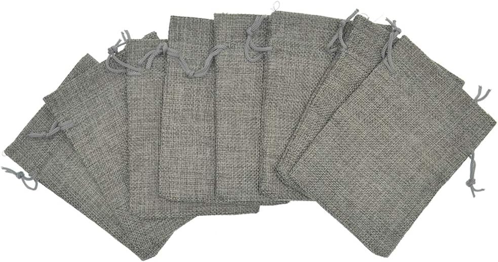 20pcs Burlap Bags 5x7 Inch, Linen Drawstring Gift Bags, Wedding Party Christmas Favor Bags Jewelry Candy Pouches Sacks (Gray)