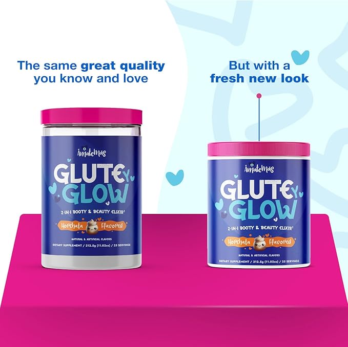 Glute Y Glow by Amatemas – Women's Creatine + Biotin Supplement for Muscle Growth, Glute Support, Hair Skin & Nails – Horchata Flavor – Energy Support – Lean Muscle – Daily Performance Blend