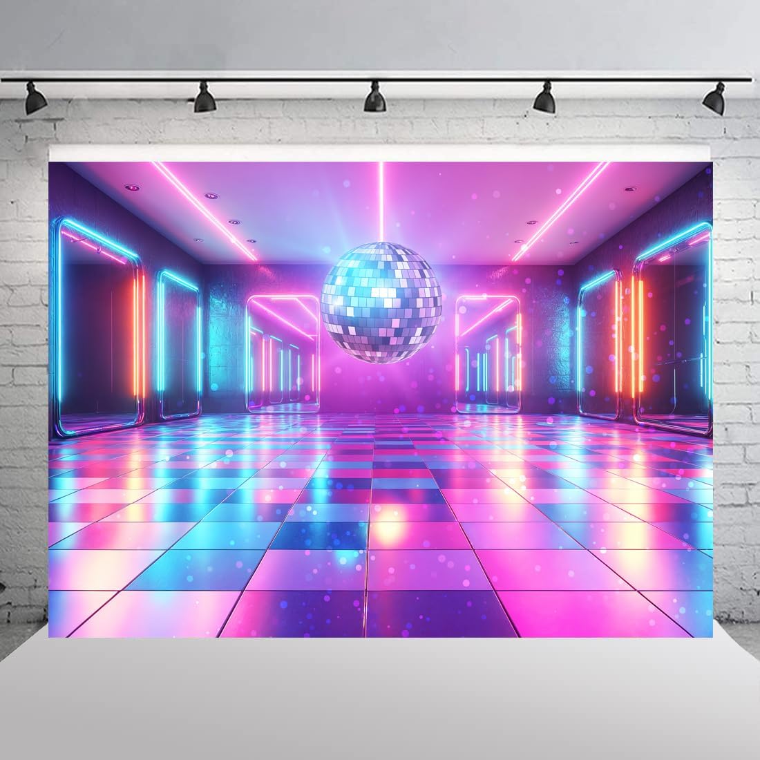 Disco Decorations Backdrop, Retro Glow Party 70s 80s 90s Theme Stage Dance Background Disco Party Decoration, Polyester Banner PartyBackdrop for Birthday Prom Portrait Photo Props 5x3FT