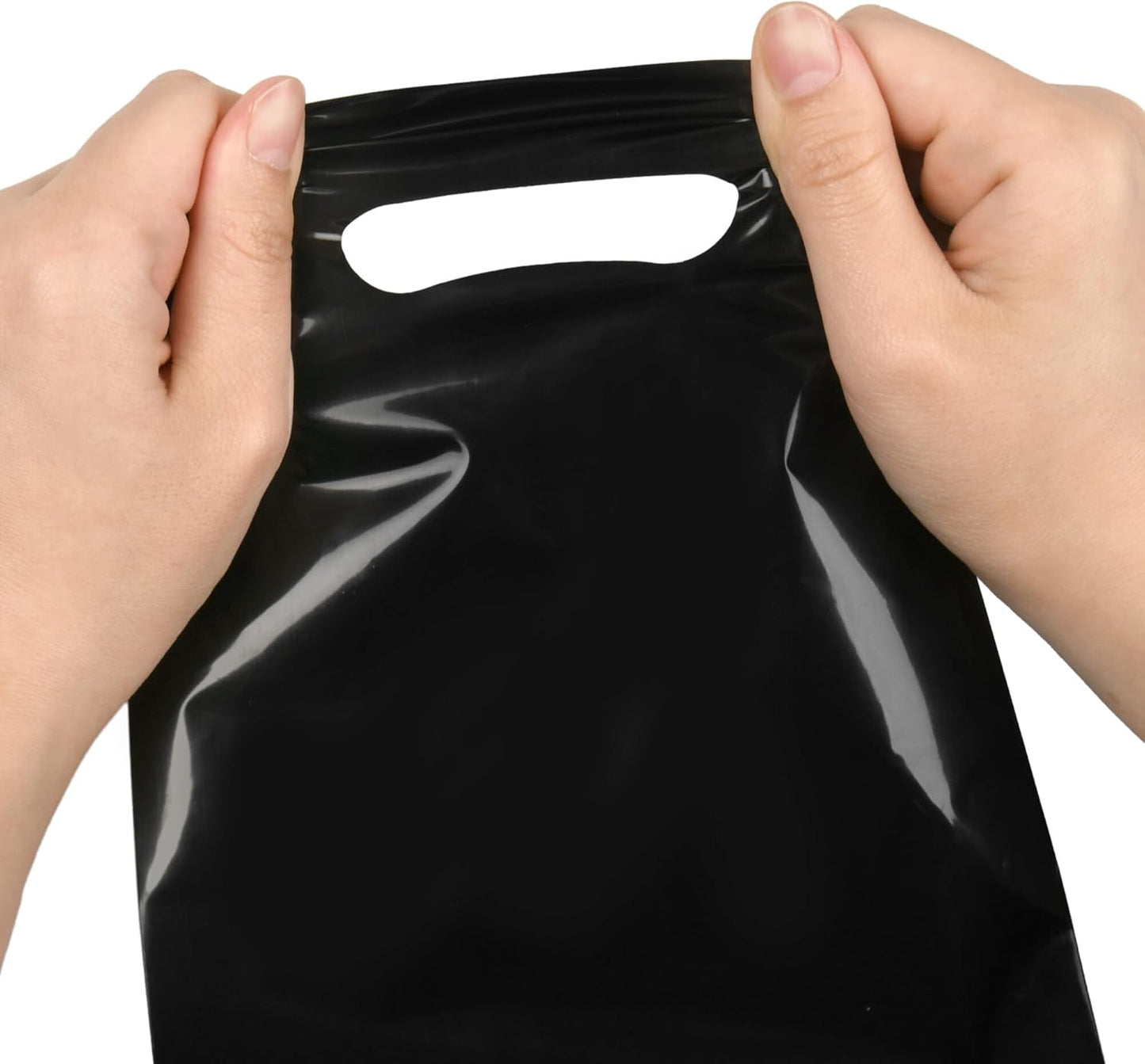 100 PCS Black Small Gift Bags, 6"x8" Merchandise Bags for Small Businesses, Goodie Bags Party Favor Bags for Kids, Treat Bag Retail Bag with Handle for Kids Birthday, Christmas