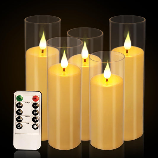 Flameless Candles,Battery Operated LED Candles Ideal for Halloween, Christmas,Home Decor,Home Party Wedding Indoor Outdoor,White 2.2X5“6”6“7”7“H