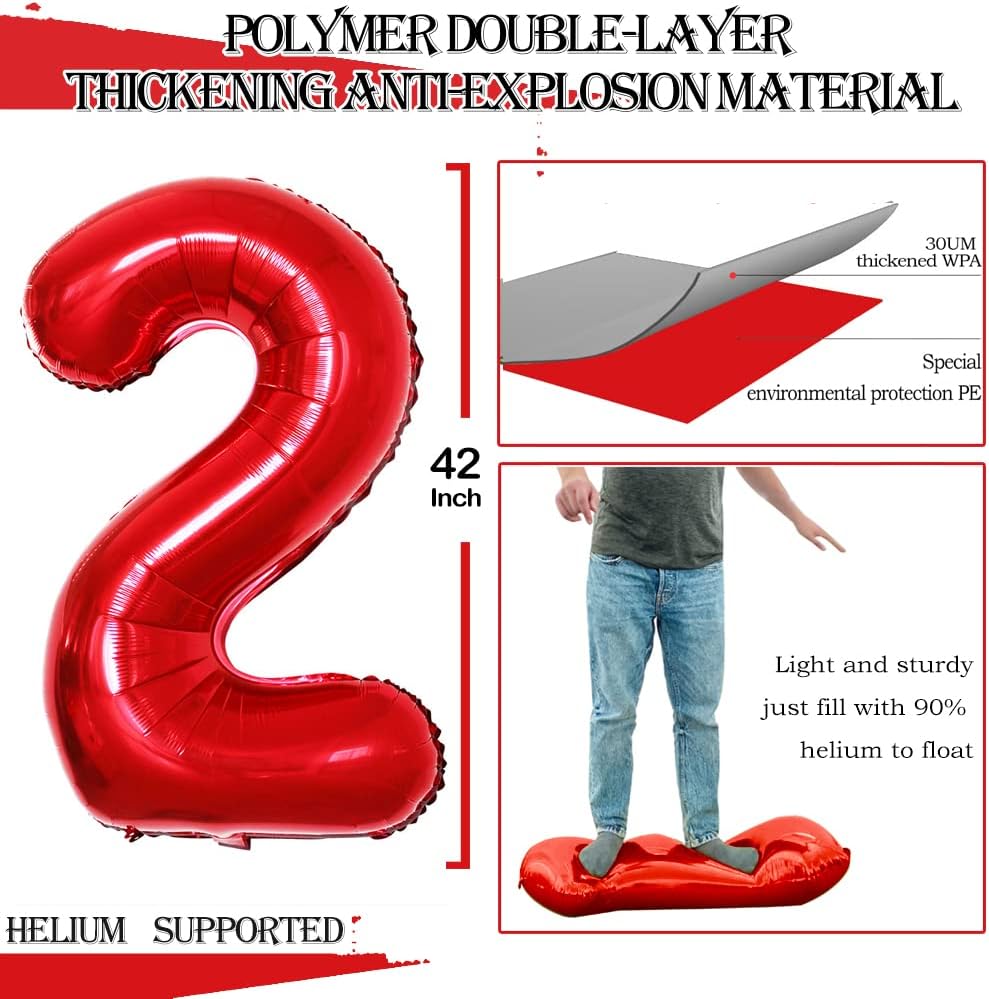 GOER Number 20 Balloons for 20th Birthday Party Decorations,42 Inch Jumbo Foil Helium Balloons for 20th Anniversary (Red)
