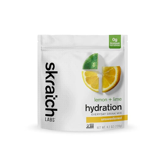 Skratch Labs Unsweetened Electrolyte Powder - Everyday Hydration - Sport Drink Mix - Sugar Free - Electrolytes Booster- Lemon + Lime - 30 Servings - Keto, Paleo, Vegan, Non-GMO