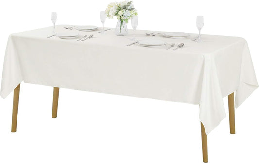 Rectangle Tablecloth 60x102 inch Washable Polyester Fabric Table Cloth for Wedding Party Dining Banquet Decoration（12 Pack 60x102, Ivory）