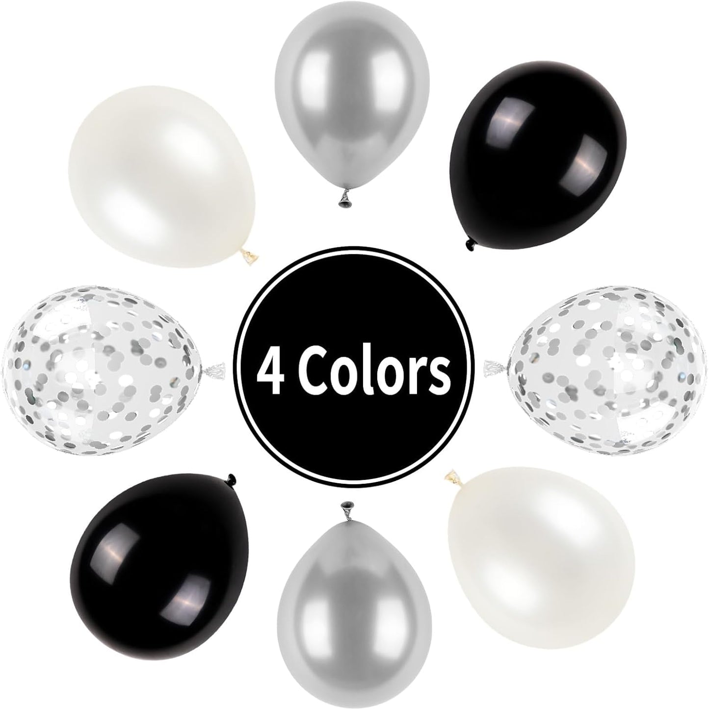 Black and Silver Balloons, Metallic Silver and Black Balloons Pearl Silver Confetti Balloons Party Balloons Chrome Latex Balloons for Kids Adults Birthday Wedding Baby Shower Graduation