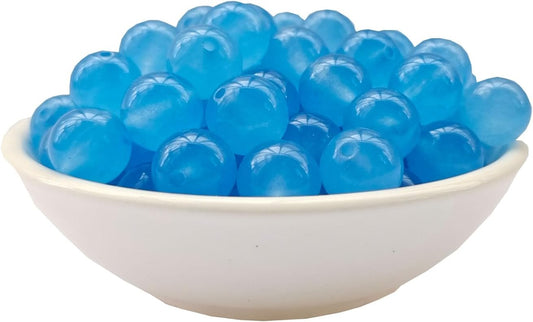 Stone Beads 8mm 100pcs Light Blue Chalcedony Beads Round Loose Gemstones Beads for Bracelet Necklace Jewelry Making (8mm, 60828 Light Blue Chalcedony)