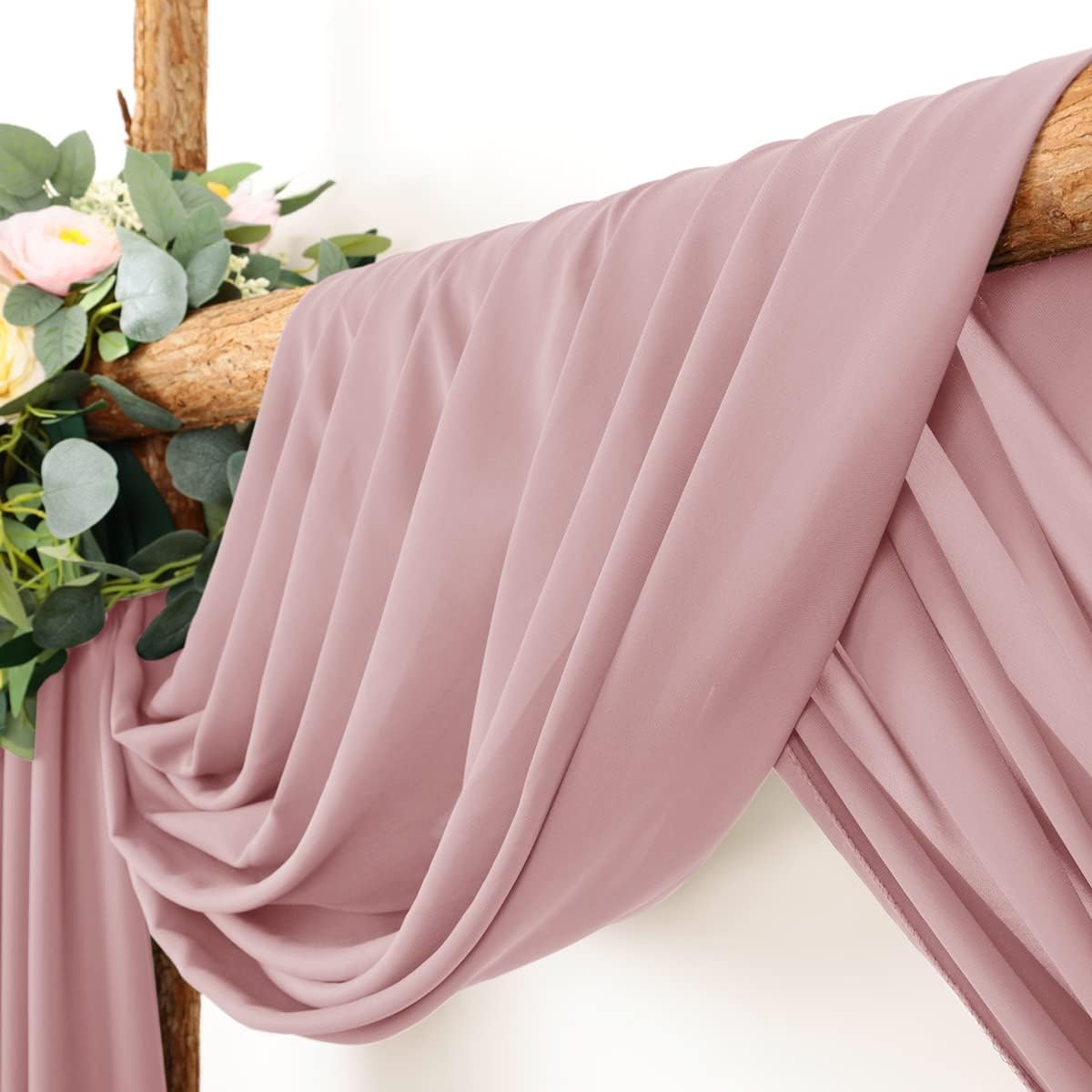 Wedding Arch Draping Fabric 1 Panel 30'' x 18FT Dusty Rose Sheer Chiffon Arch Drapery for Photo Booth Bridal Shower Baby Shower Church Decor Newborn Photography Christening Outdoor Party