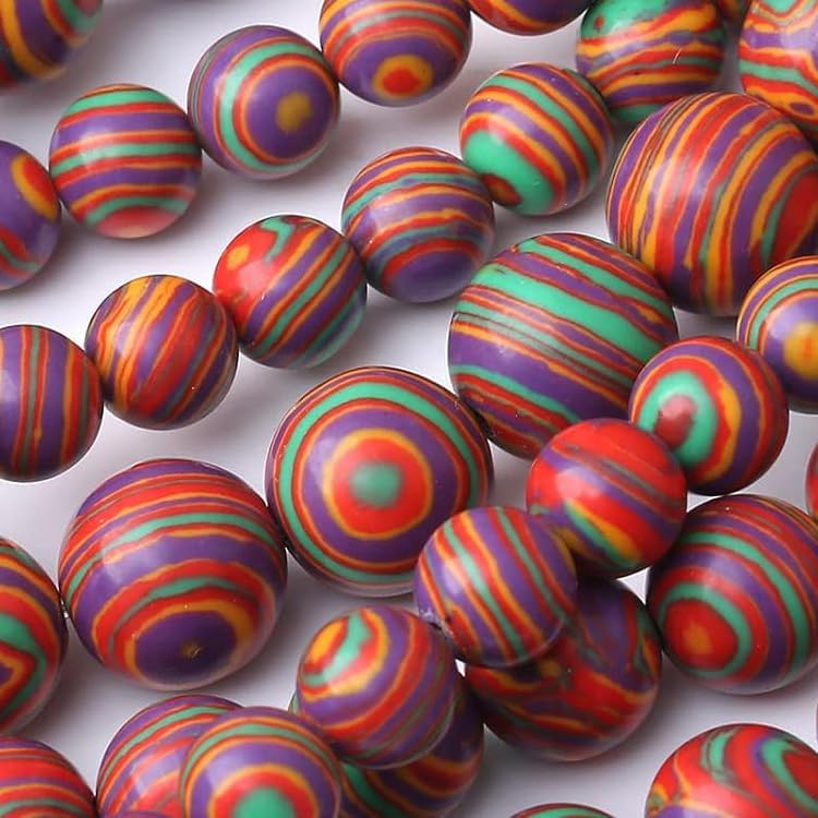 Painted Peacock Turquoise Stone Beads Gemstone Round Crystal Energy Jade Beads Stone Beads for Jewelry Making DIY Bracelet Necklace Jewelry Making 1 Strand 15.5inch 60PCS 6MM