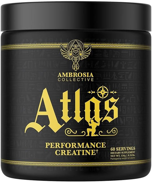 Ambrosia Atlas Performance Creatine Creapure® + Acetic Acid – Explosive Strength & Endurance Support – Muscle Recovery, Fatigue Resistance & Performance Boost Support – 30 Servings