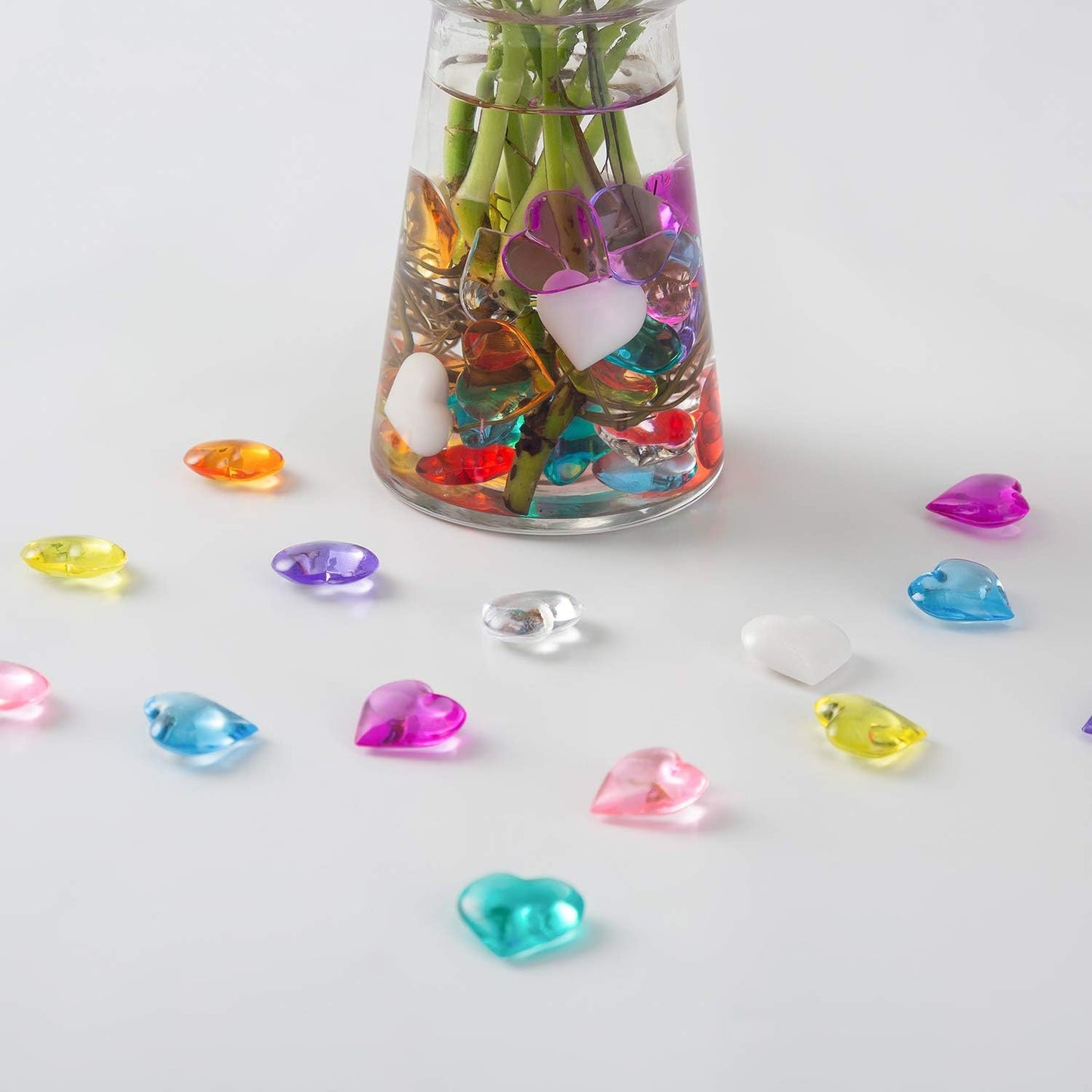 Red Acrylic Heart Translucent Hearts Shaped Crystals Gems for Table Scatter, Valentine's Day, Wedding, Artwork, Birthday Party Decoration, Favor Vase Filler (150 Pieces) (Violet)