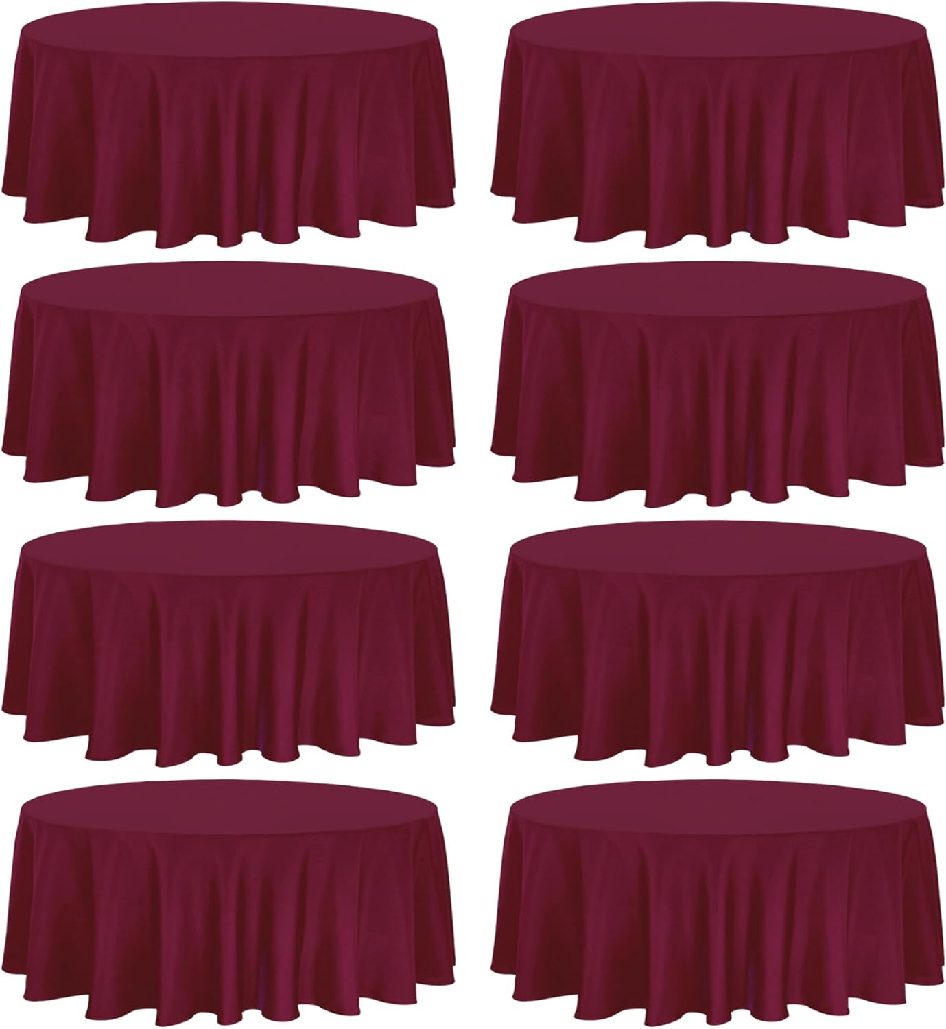 8 Pack Round Tablecloth 70 Inch Round Table Covers Bulk Washable Polyester Fabric Round Table Clothes for Wedding Party Reception Banquet Buffet Restaurant (Burgundy, 70 Inch)