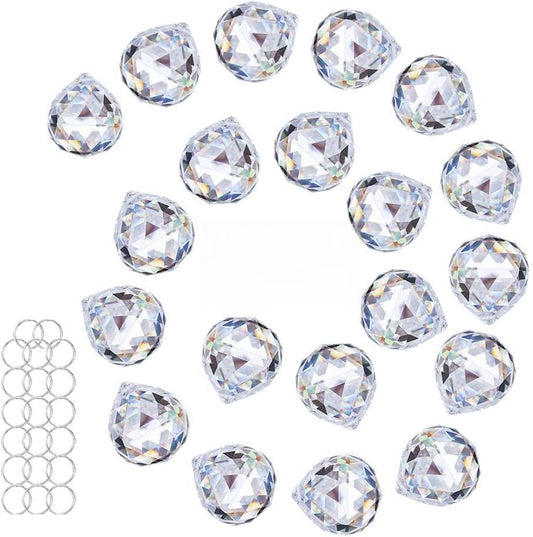 Crystalsuncatcher 20Pcs 1.75 inch/40mm Clear Crystal Ball Prism Pendant Suncatcher for Feng Shui/Divination or Wedding/Home/Office Decoration