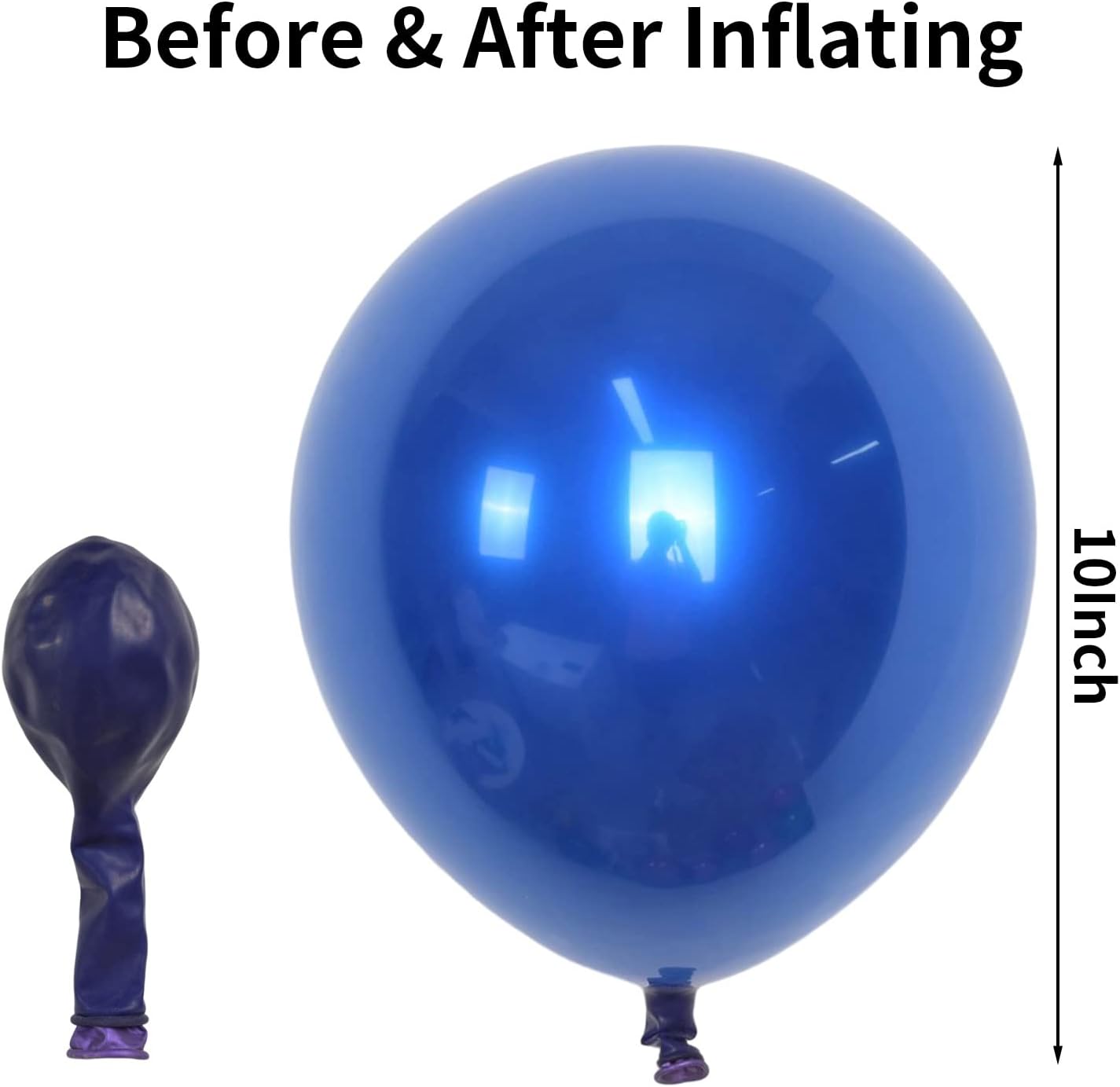 Chrome Blue Balloons, 50 PCS 10 Inch Double-Layered Metallic Royal Blue Balloons, Shiny Thick Chrome Metallic Dark Blue Latex Helium Balloons for Boys Men Birthday Graduation Party Decoration Supplies