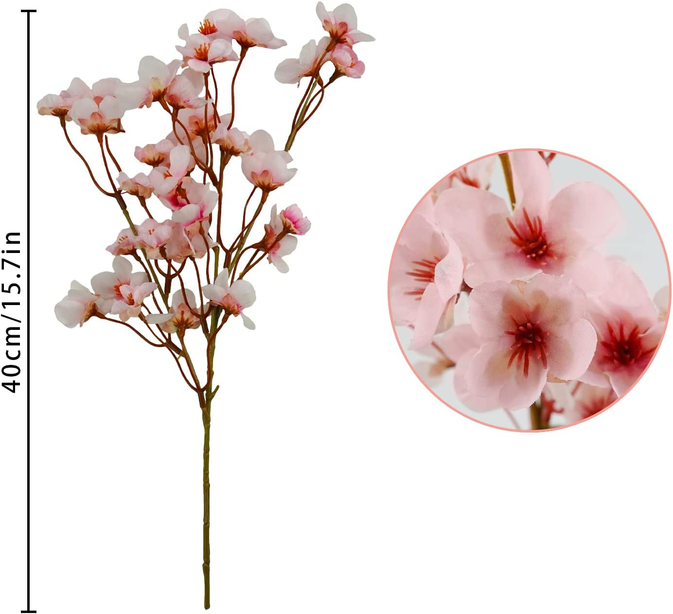 Uieke 4Pcs Artificial Cherry Blossom Flower, Silk Peach Flowers Fake Plants Arrangement for DIY Garden Home Wedding Party Decor Pink