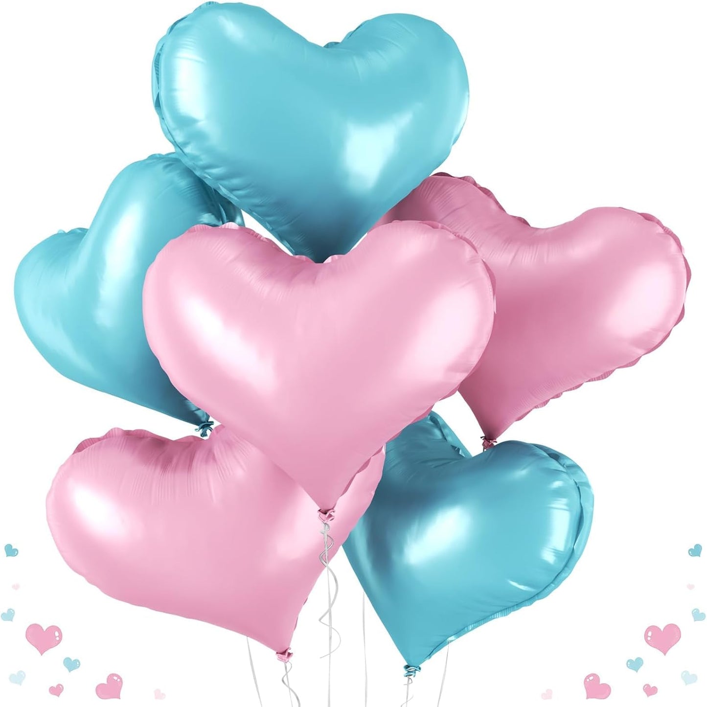 24 Inch Pink Blue Heart Balloons, Baby Pink Heart Shaped Foil Balloons,Pastel Blue Helium Balloon for Kids Gender Reveal Valentines Day Baby Bridal Shower Wedding Birthday Party Decorations